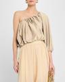 one-shoulder crop balloon blouse