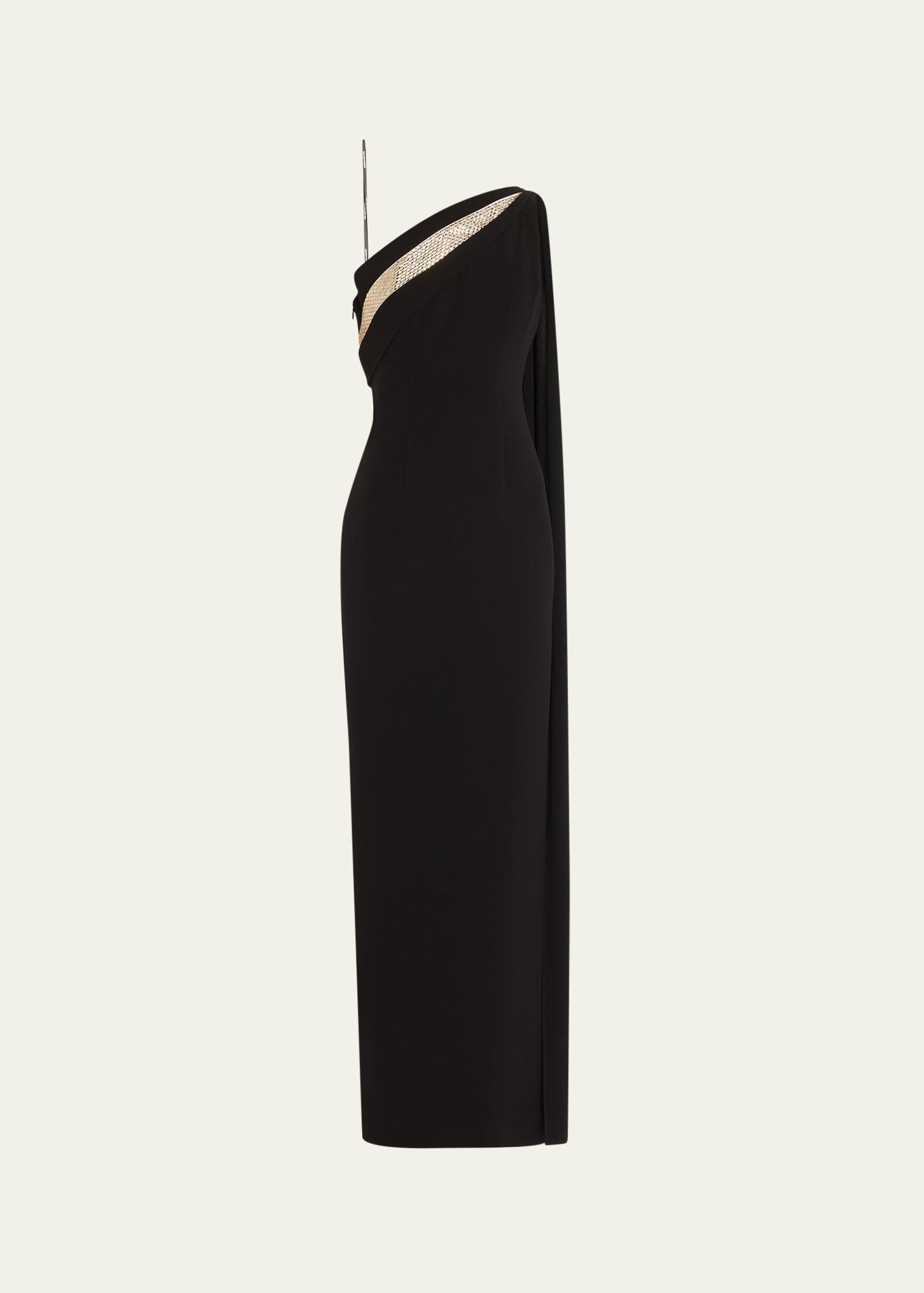 one-shoulder diamante column gown