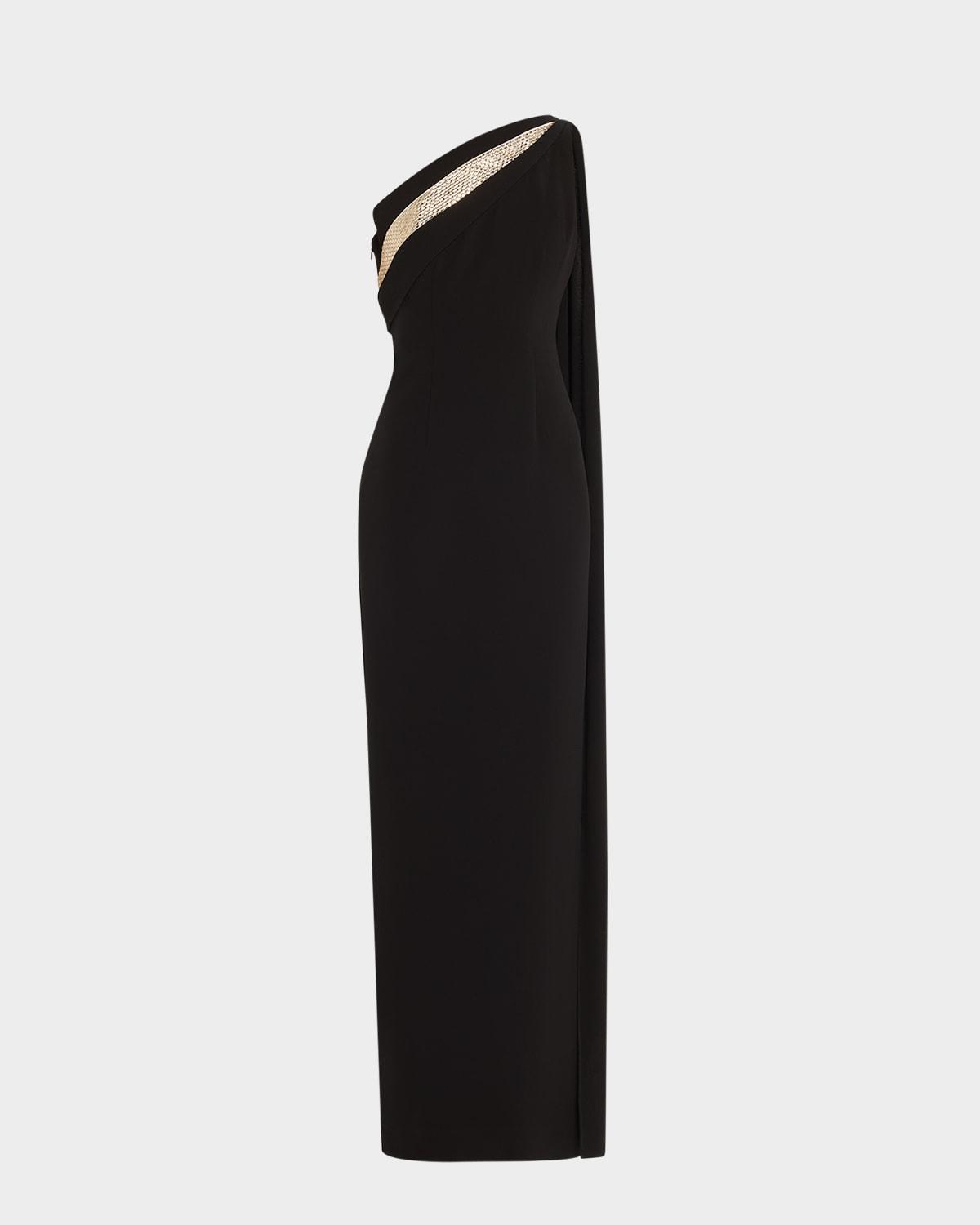 one-shoulder diamante column gown