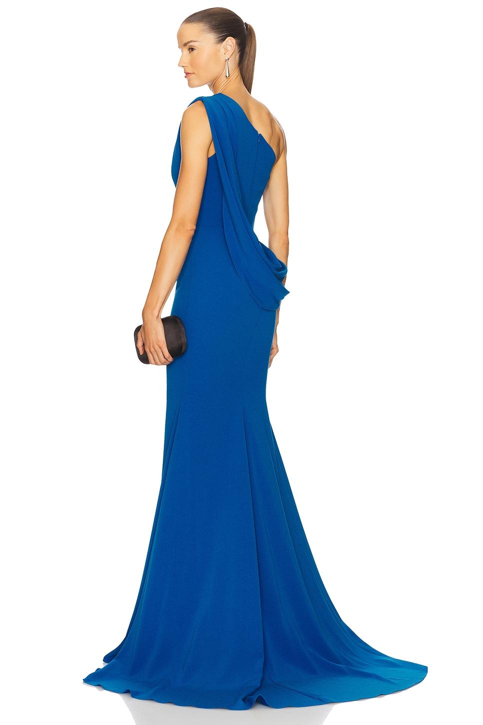 one shoulder drape gown