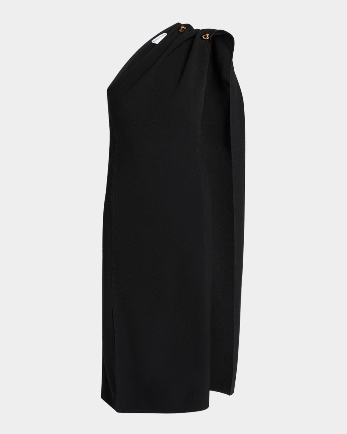 one-shoulder drape slit dress