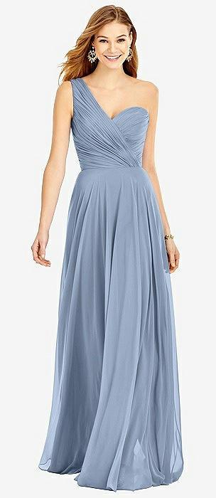 one-shoulder draped chiffon maxi dress - dani