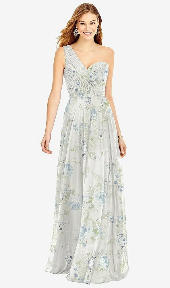 one-shoulder draped chiffon maxi dress - dani