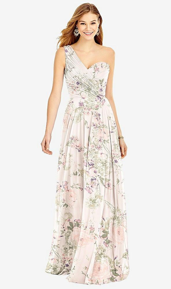one-shoulder draped chiffon maxi dress - dani