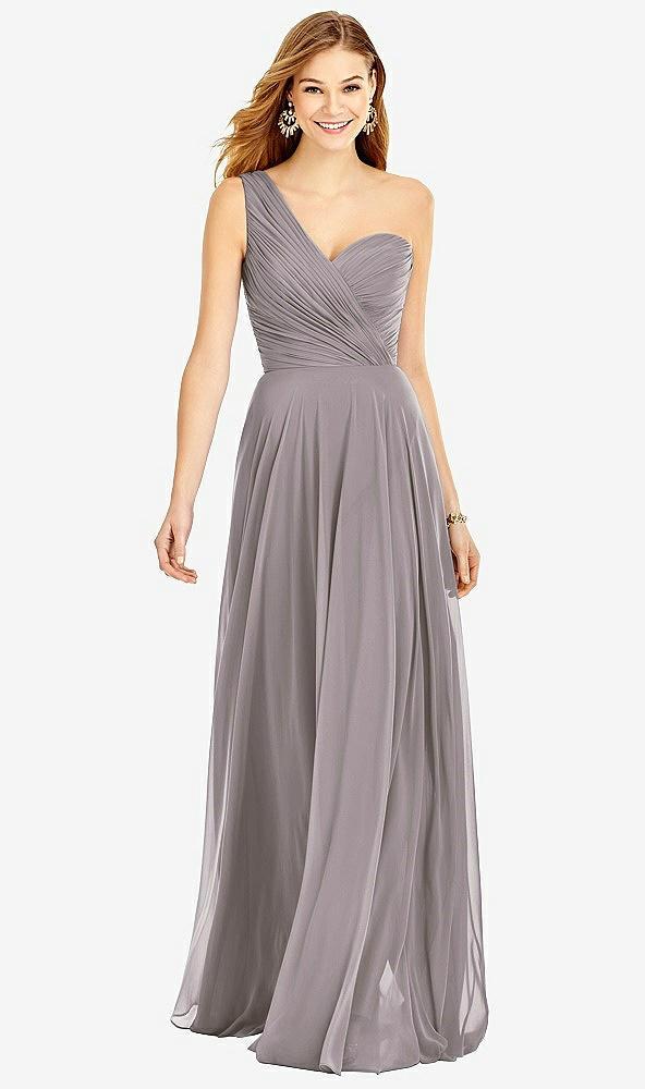 one-shoulder draped chiffon maxi dress - dani
