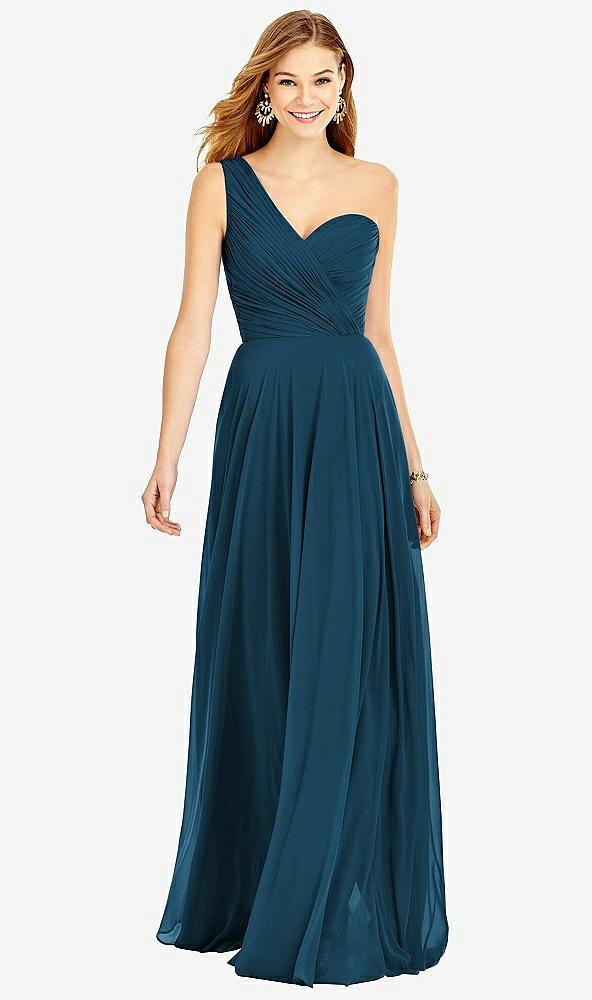 one-shoulder draped chiffon maxi dress - dani