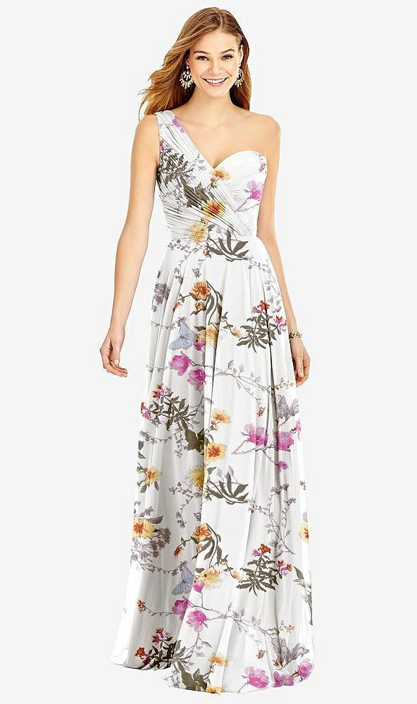 one-shoulder draped chiffon maxi dress - dani