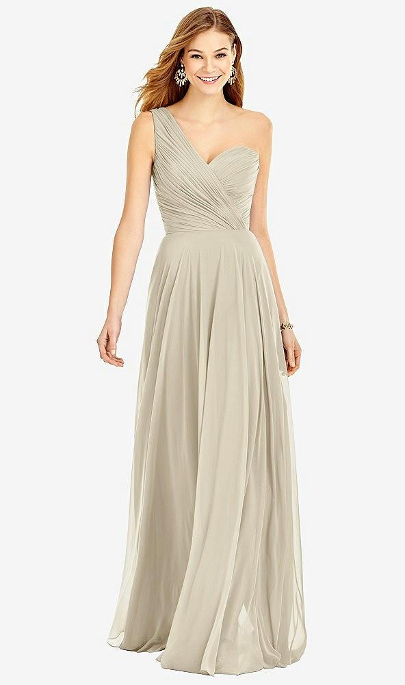 one-shoulder draped chiffon maxi dress - dani