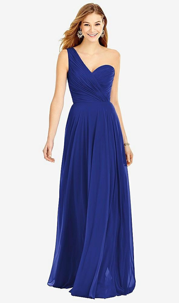 one-shoulder draped chiffon maxi dress - dani