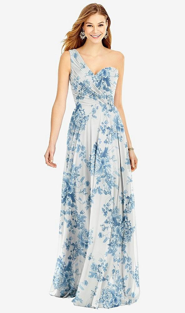 one-shoulder draped chiffon maxi dress - dani