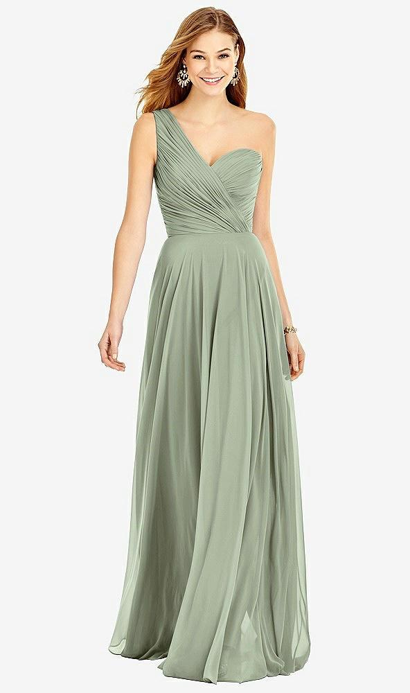 one-shoulder draped chiffon maxi dress - dani