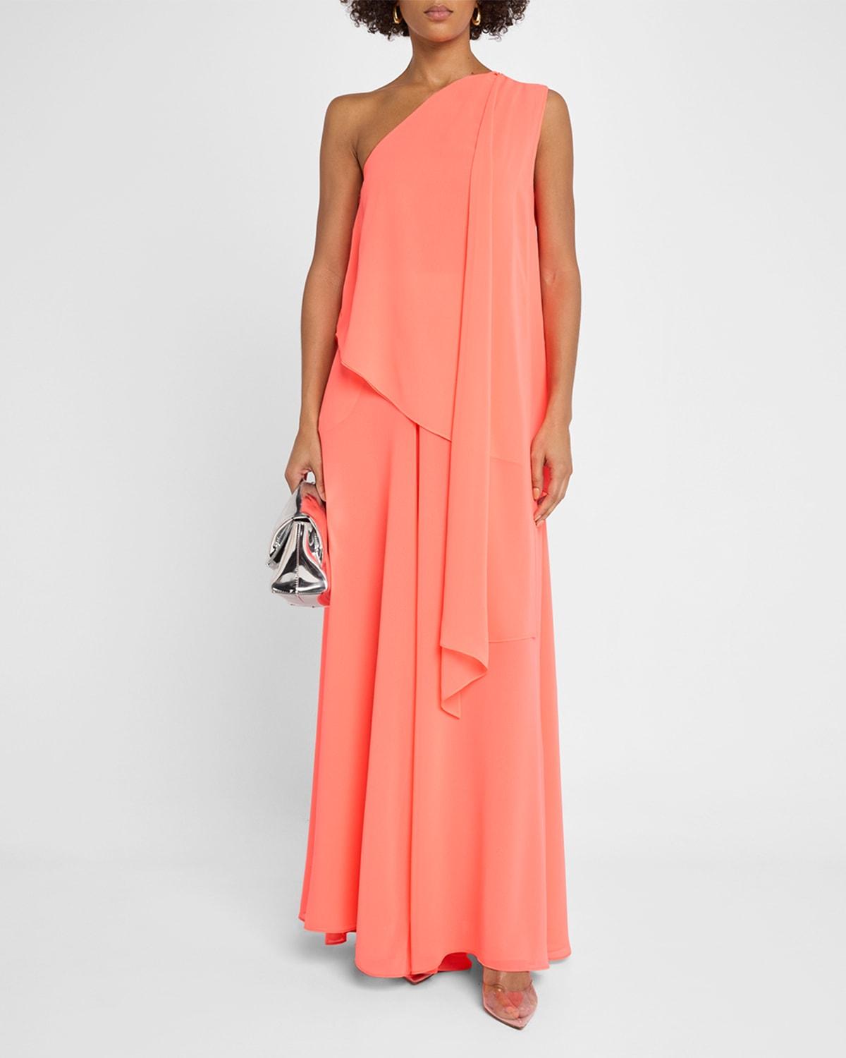 one-shoulder georgette asymmetric top
