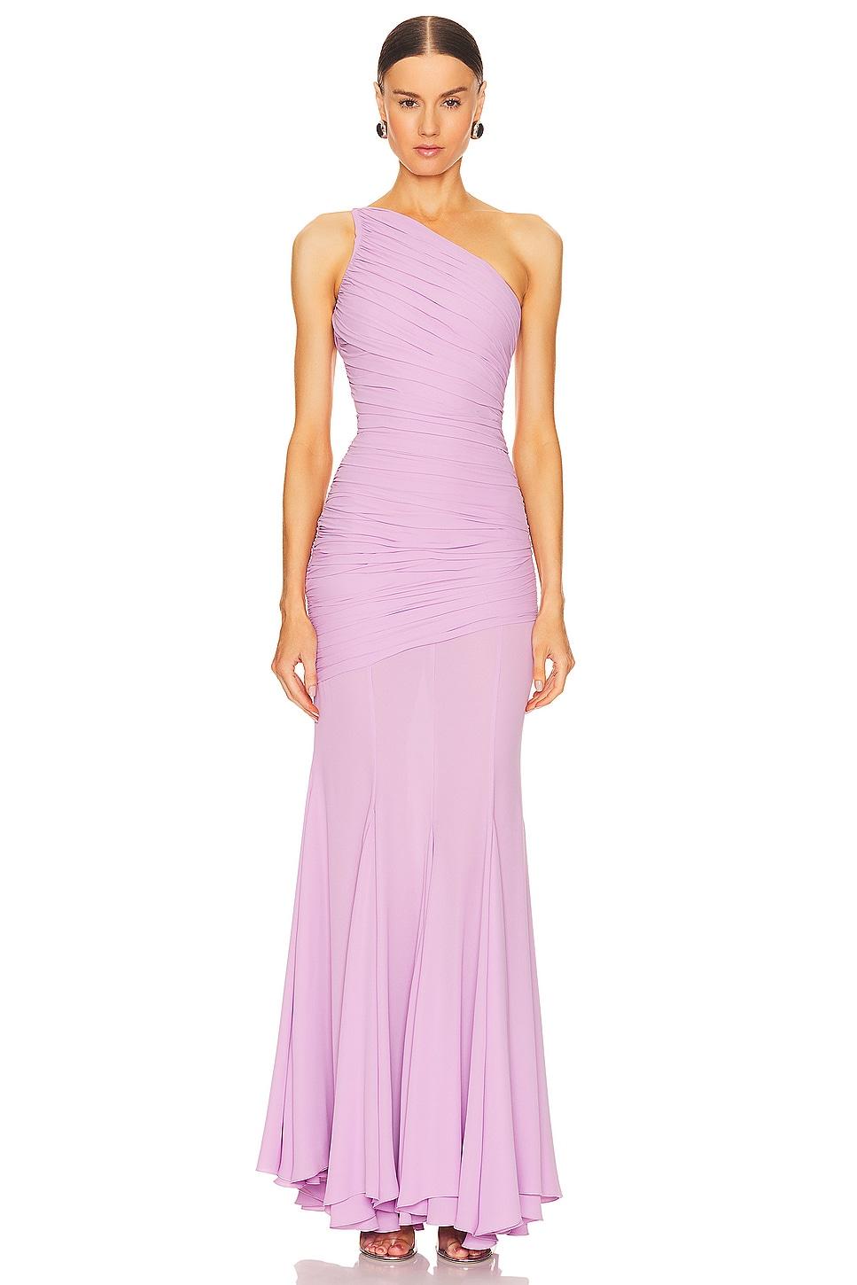 one shoulder gown
