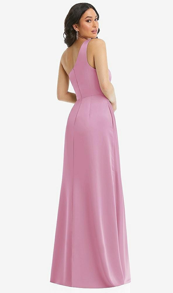 one-shoulder high low maxi dress with pockets