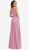one-shoulder high low maxi dress with pockets
