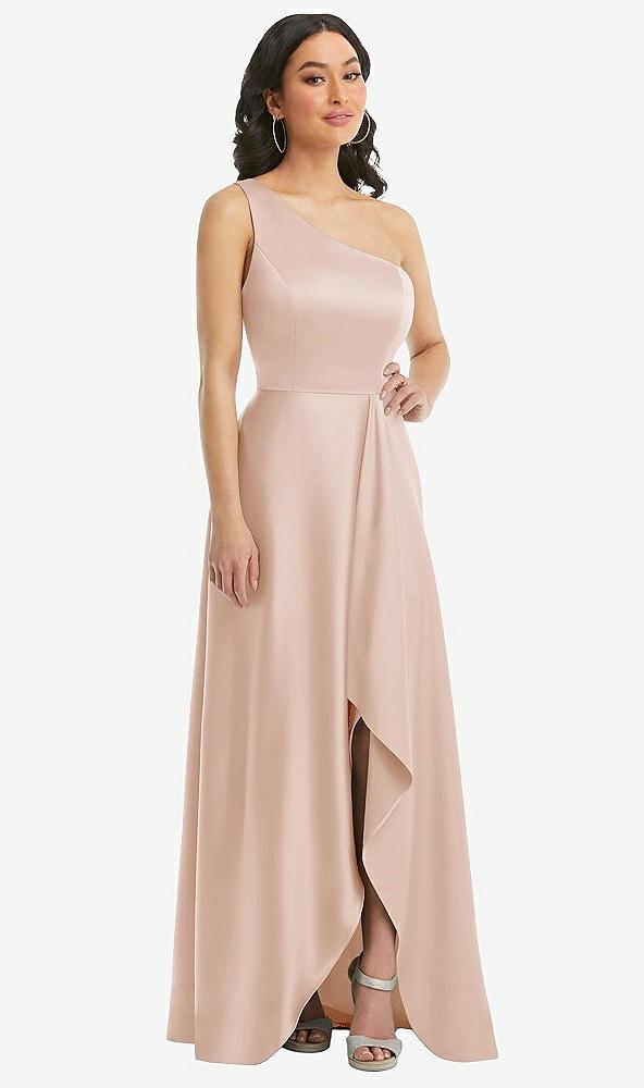 one-shoulder high low maxi dress with pockets