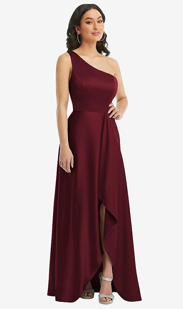 one-shoulder high low maxi dress with pockets