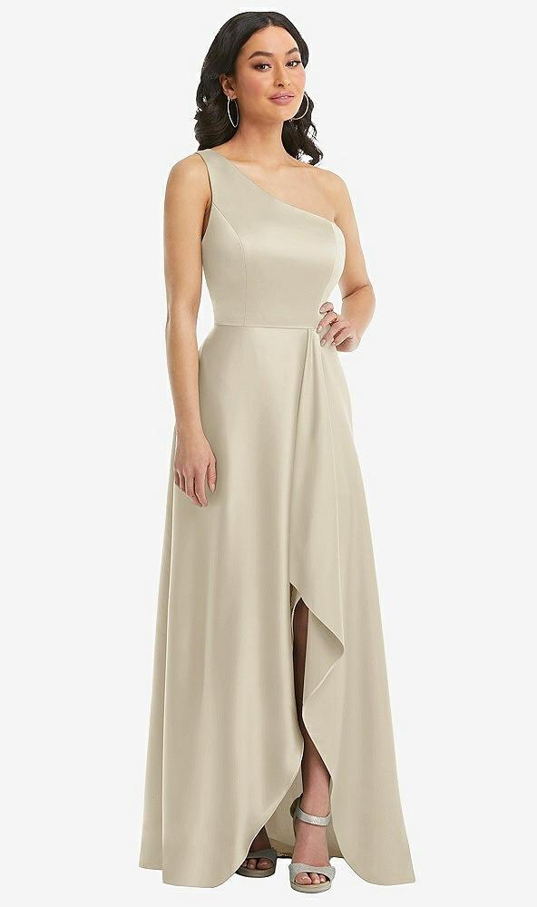 one-shoulder high low maxi dress with pockets
