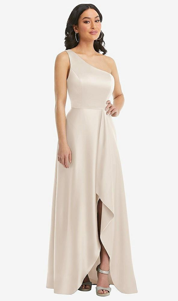 one-shoulder high low maxi dress with pockets