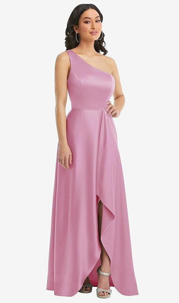 one-shoulder high low maxi dress with pockets