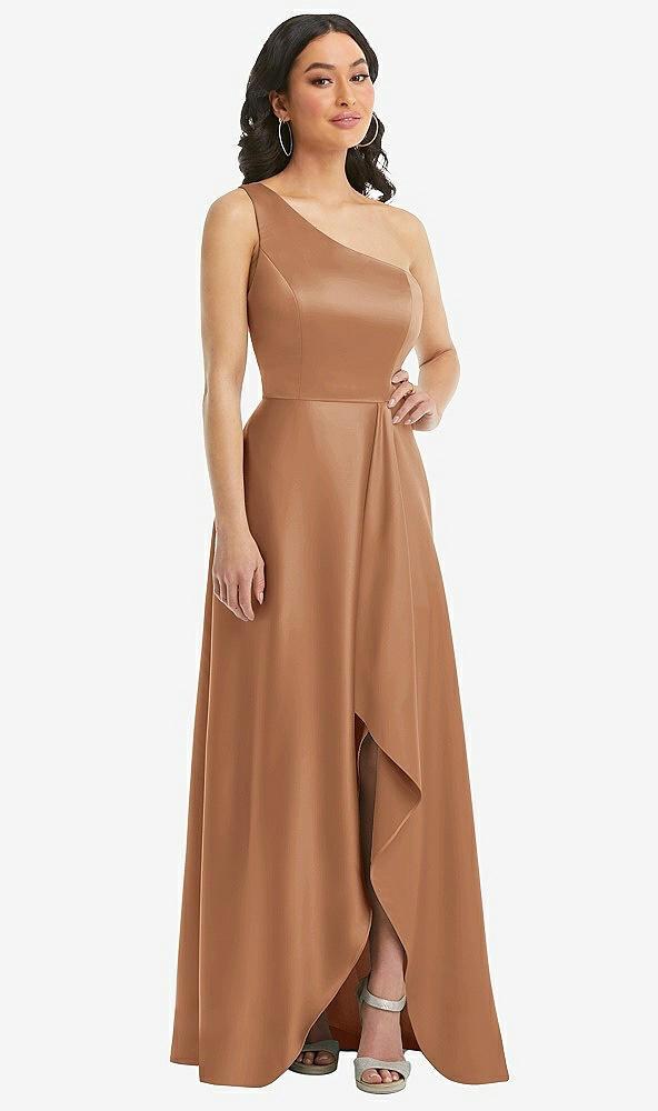 one-shoulder high low maxi dress with pockets