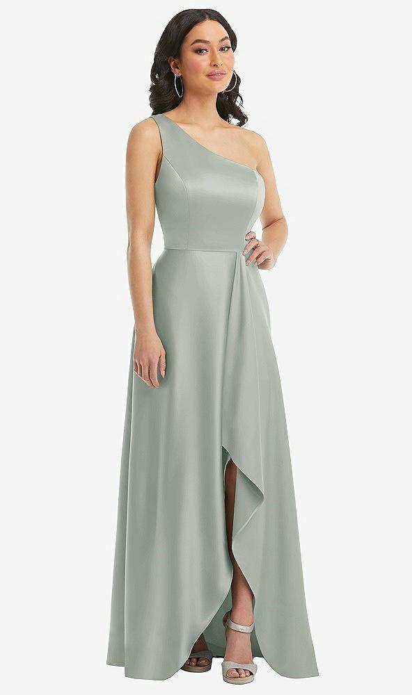 one-shoulder high low maxi dress with pockets