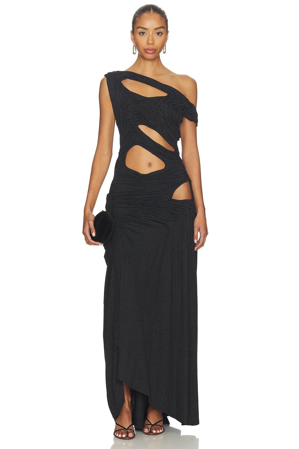 one shoulder midnight dress