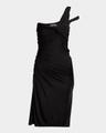 one-shoulder ruched mini dress