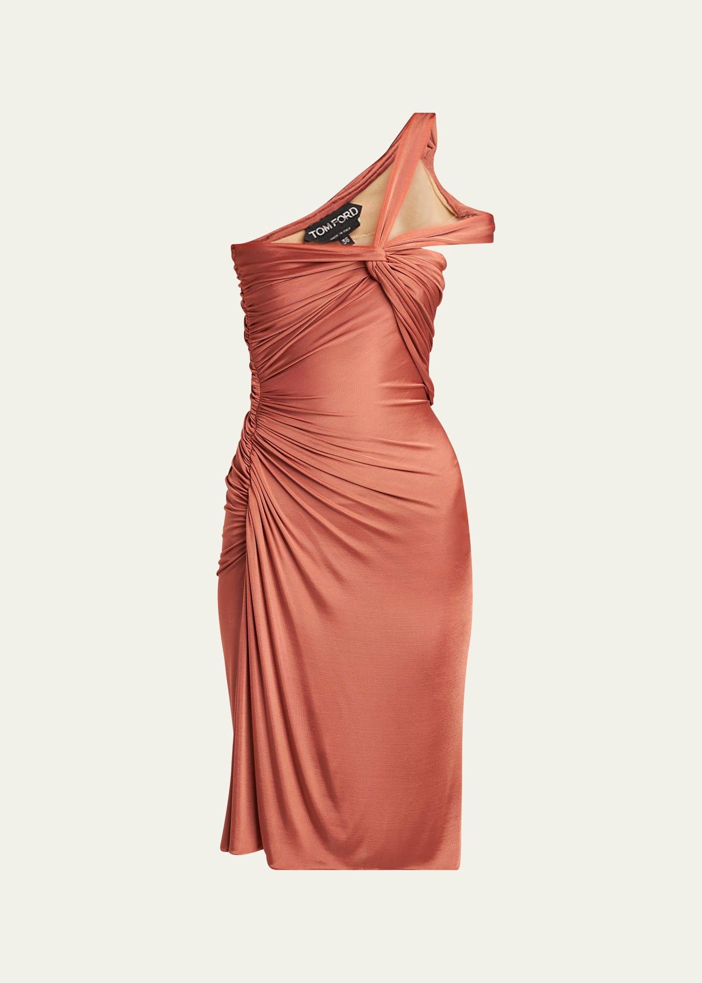 one-shoulder ruched mini dress