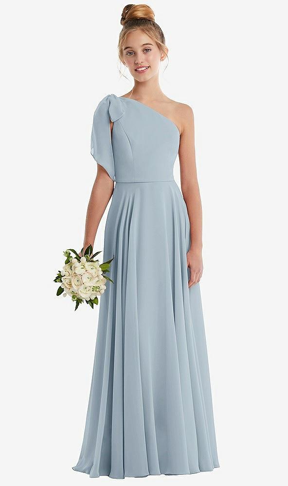 one-shoulder scarf bow chiffon junior bridesmaid dress