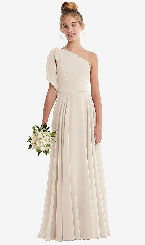 one-shoulder scarf bow chiffon junior bridesmaid dress