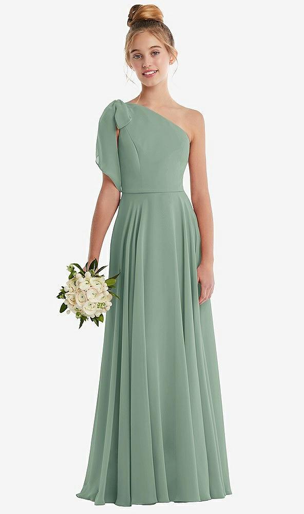 one-shoulder scarf bow chiffon junior bridesmaid dress