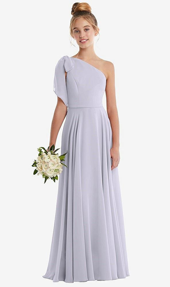 one-shoulder scarf bow chiffon junior bridesmaid dress