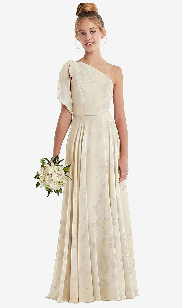 one-shoulder scarf bow chiffon junior bridesmaid dress