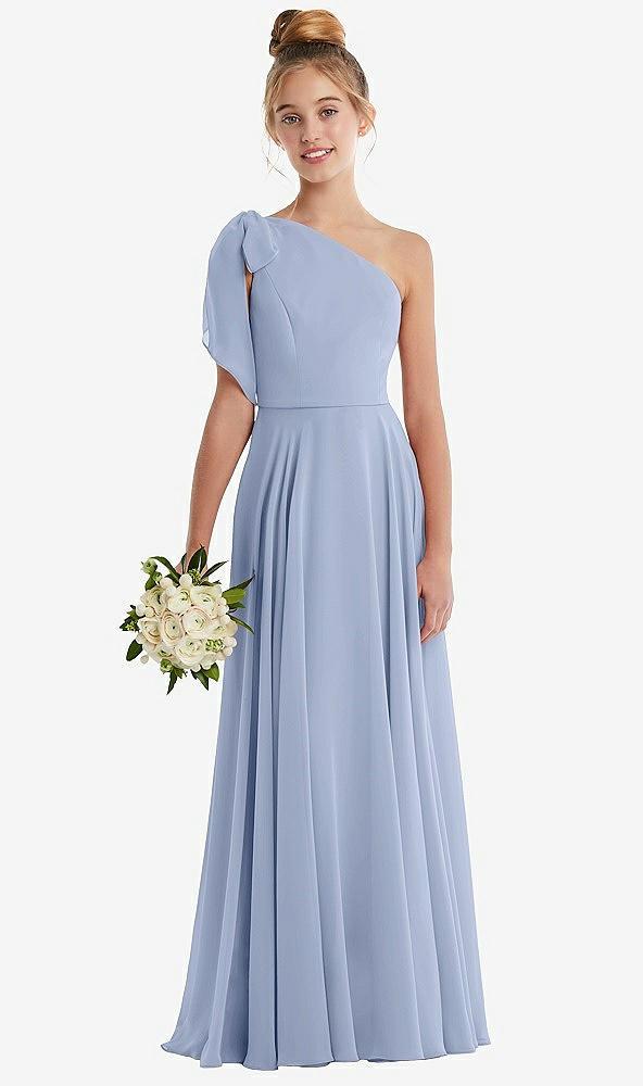 one-shoulder scarf bow chiffon junior bridesmaid dress