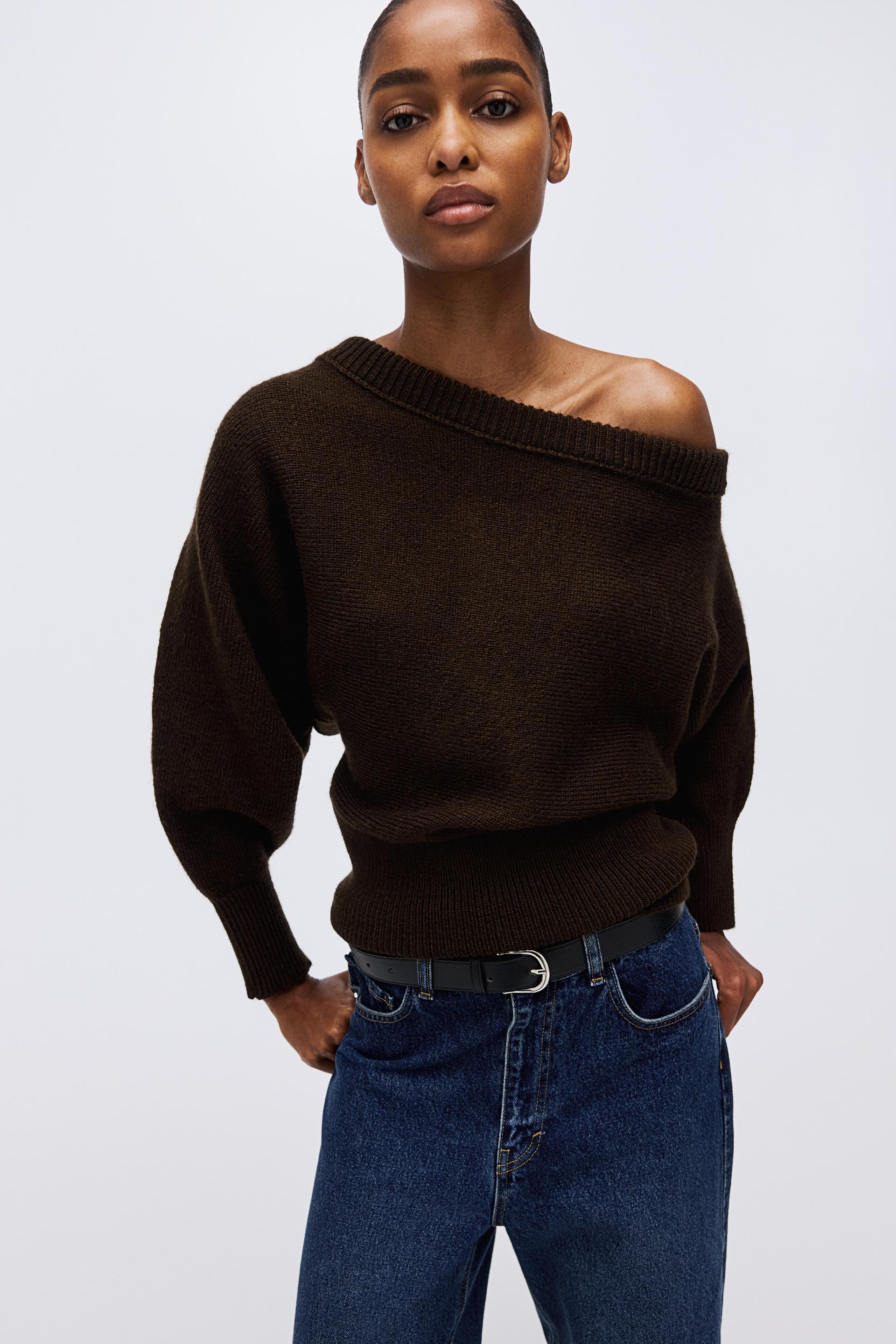 one-shoulder sweater