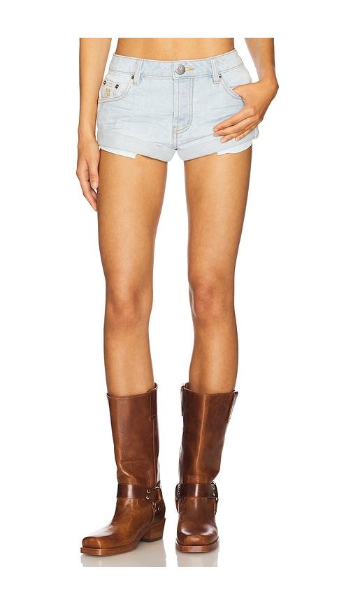 one teaspoon bandits low waist denim short in blue.