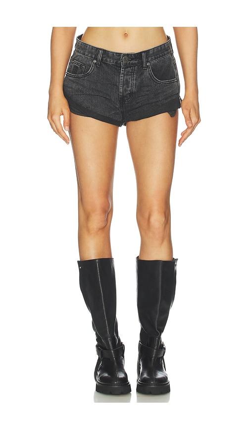 one teaspoon bandits low waist denim shorts in black.