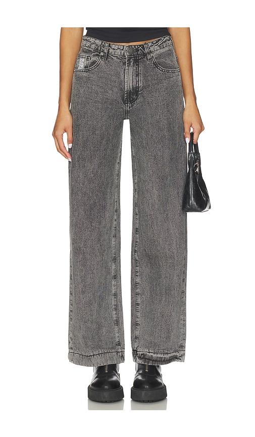 one teaspoon jackson mid waist wide leg jeans in grey.
