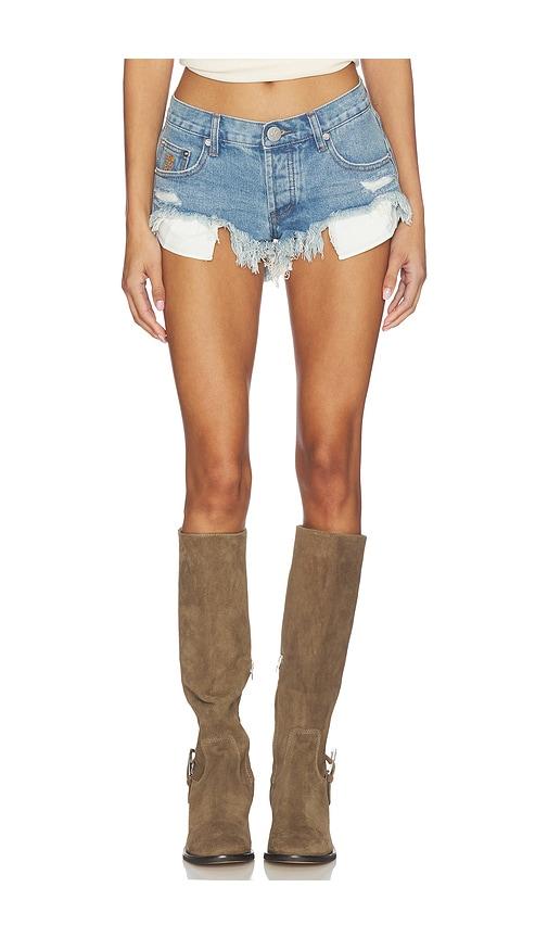one teaspoon micro dukes low waist shorts in blue.