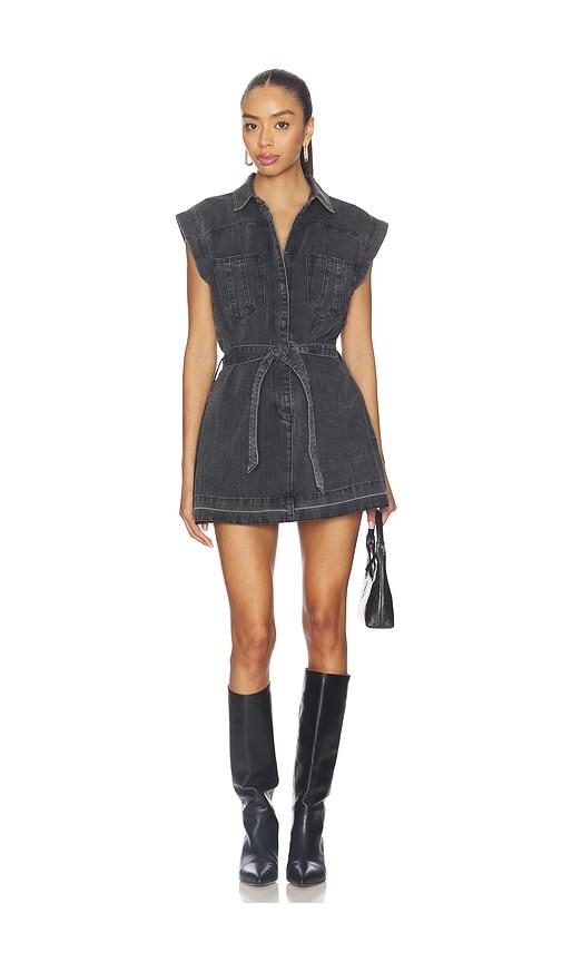 one teaspoon rogue aviator mini denim dress in black.