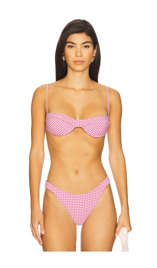 onia brigitte bikini top in pink.