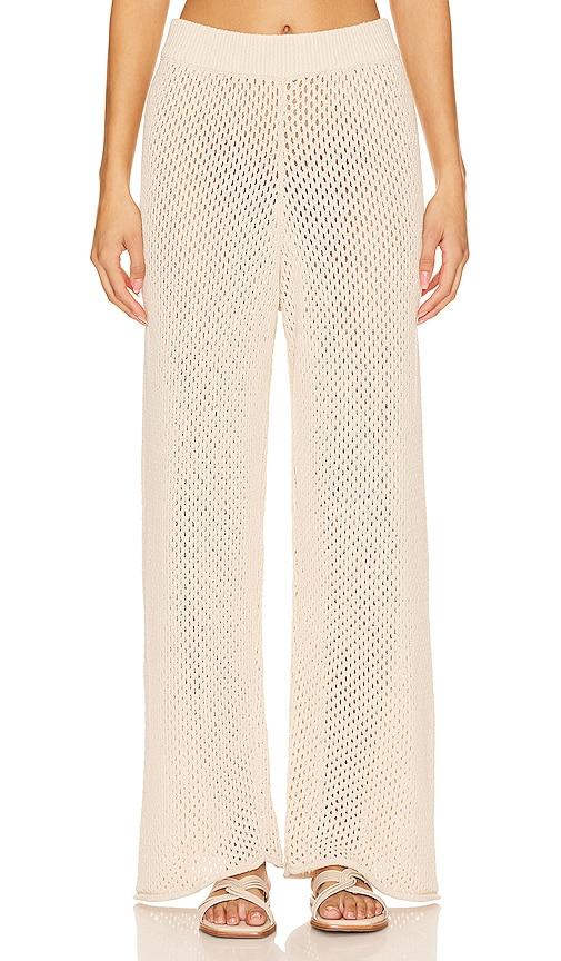 onia crochet wide leg pant in beige.