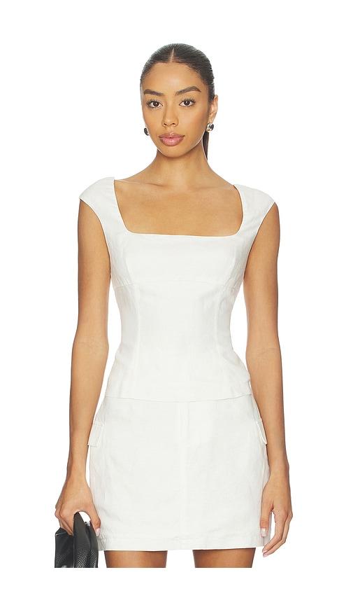 onia linen peplum top in white.