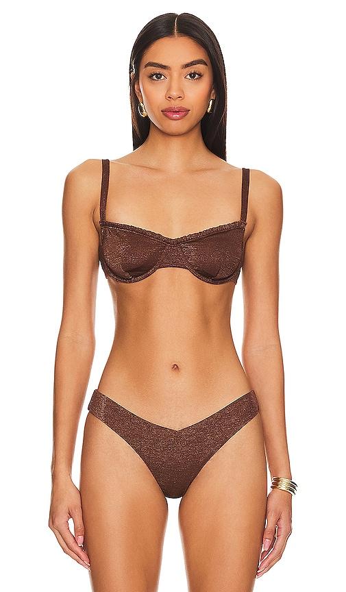 onia marilyn bikini top in brown.