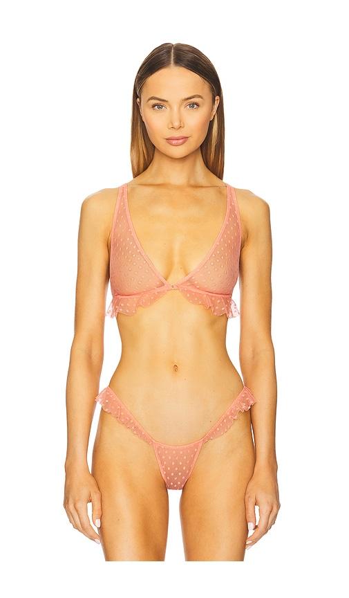 only hearts coucou lola ruffle bralette in coral.