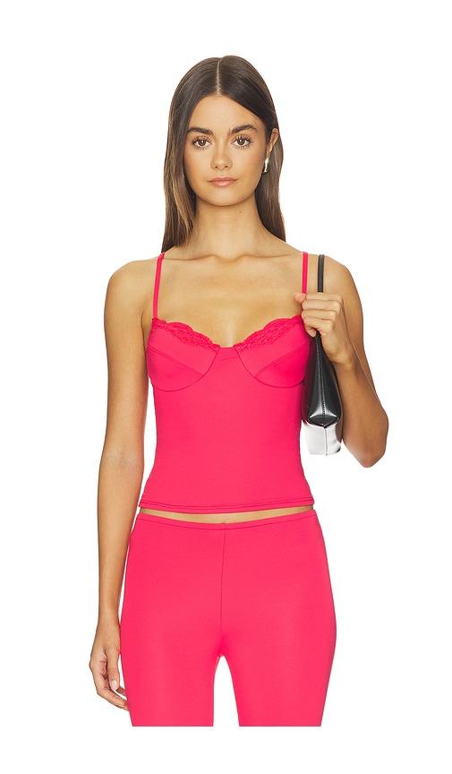 only hearts rose underwire cami top in red.