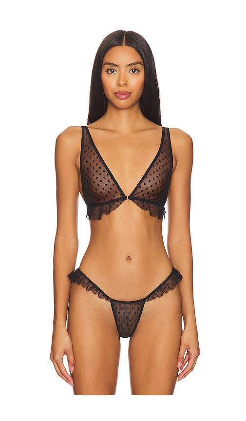 only hearts side ruffle bralette in black.