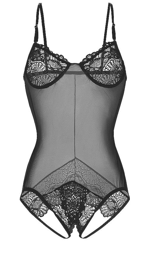 only hearts whisper sweet nothings coucou bodysuit in black.
