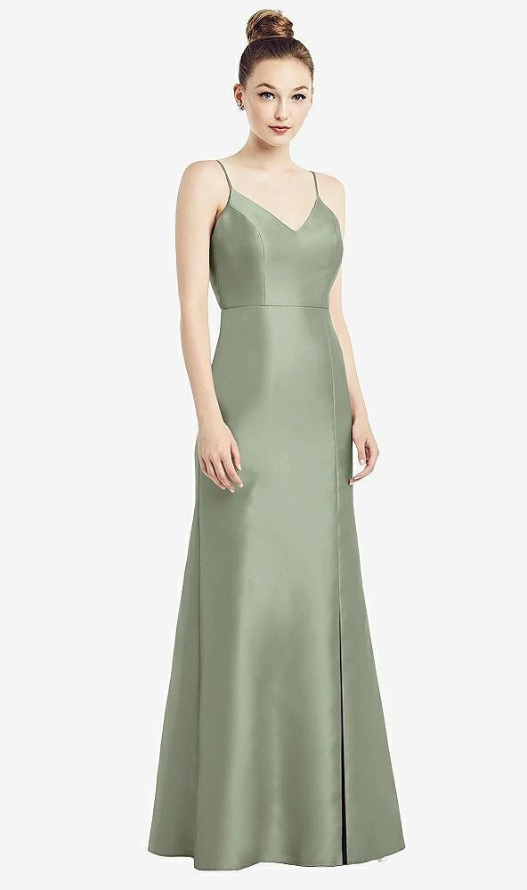 open-back bow tie satin trumpet gown